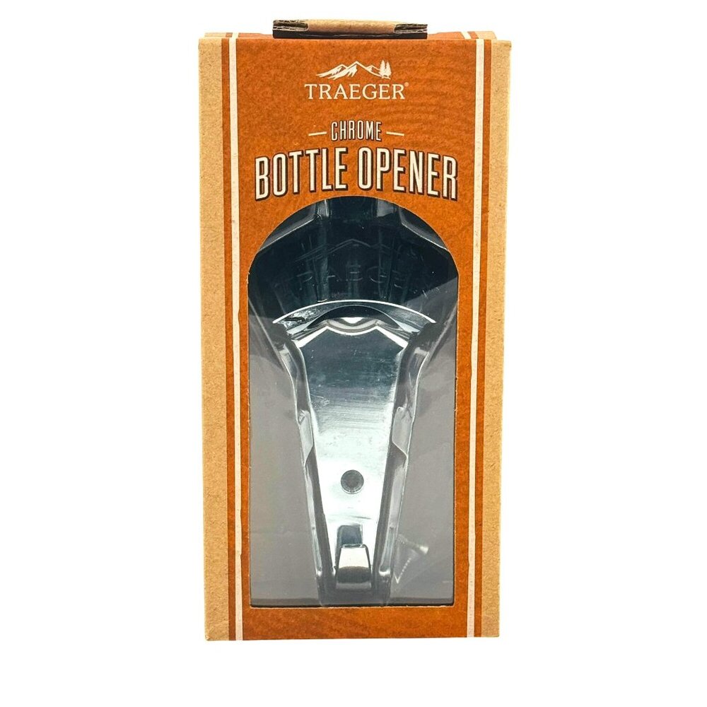 Traeger Chrome Bottle Opener Grill Accessory Robust Zinc Alloy Mountable NIB